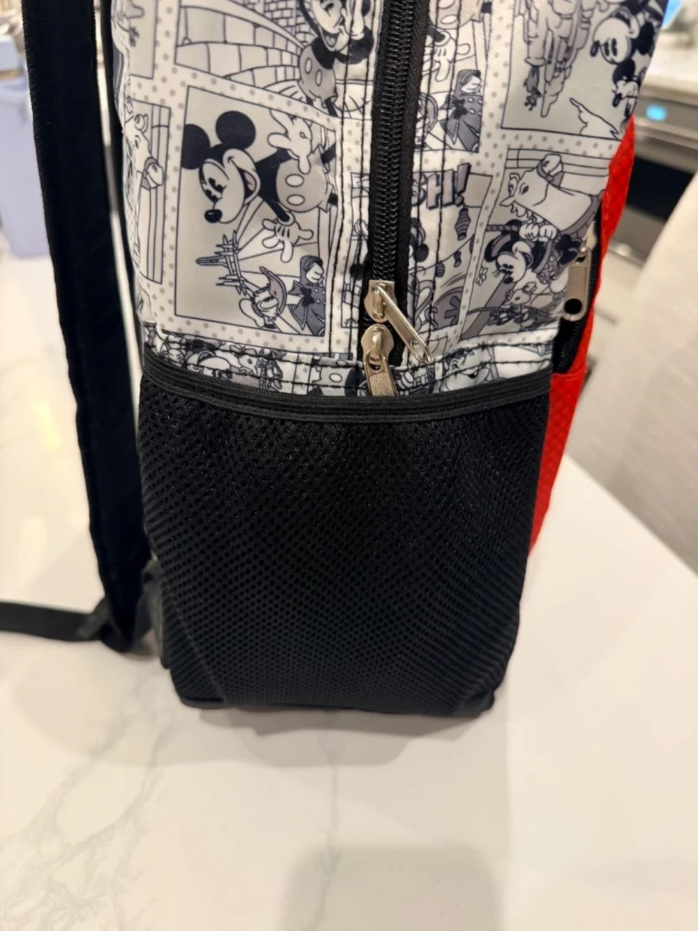 Disney Parks Original Mickey Mouse Comic Print Backpack Black White - NWT